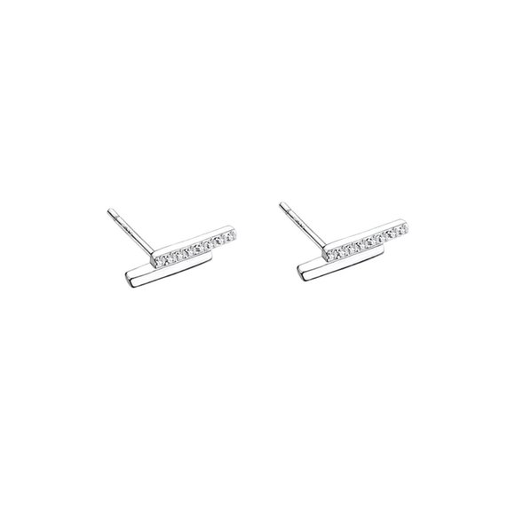 *NEW 925 Sterling Silver Diamond Bar Earrings Z - Picture 5 of 5